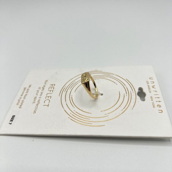 Unwritten 14K Crystal Evil Eye Signet Ring in Gold Size 9 MSRP $35 NWT - Picture 3 of 5